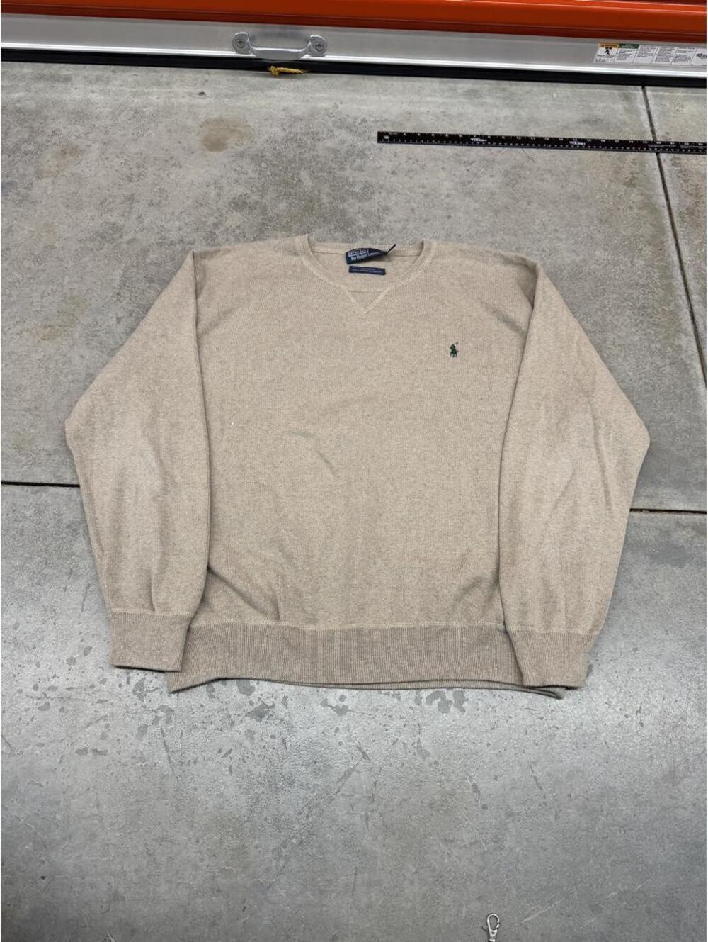 vintage polo ralph lauren beige and green sweater size xxl